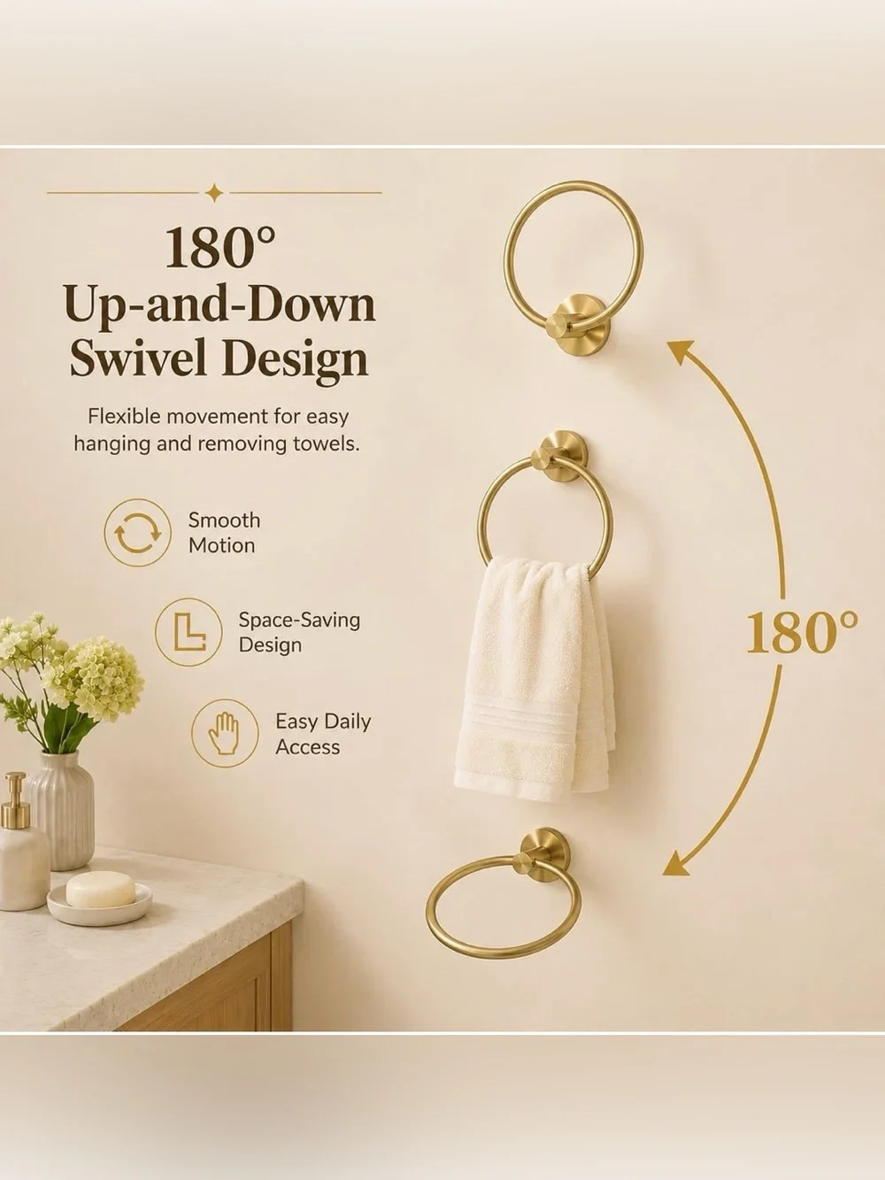 NEW! FAIRGIA Toilet Paper Holder Towel Ring Brushed Gold Bathroom Hardware